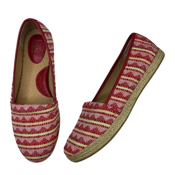 Born Concept b.o.c Espadrilles Frankie Red Striped Geometric Fabric Slip Ons - Picture 1 of 13